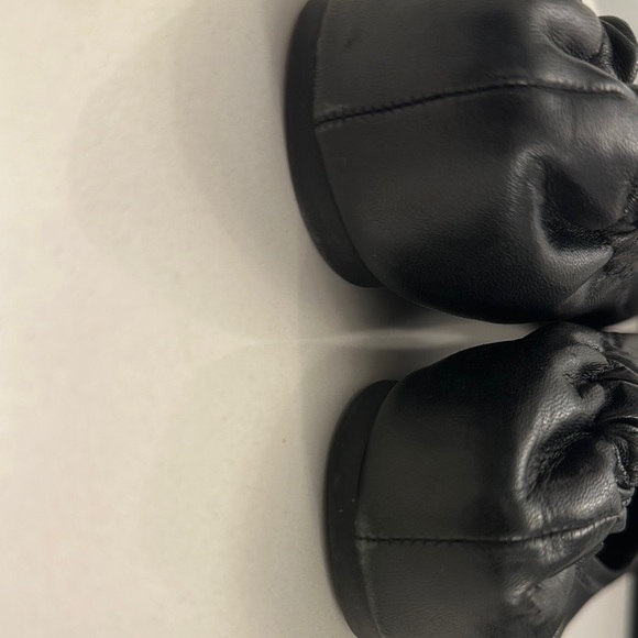 Tory Burch Black and Gold Leather Flats - Picture 8 of 9